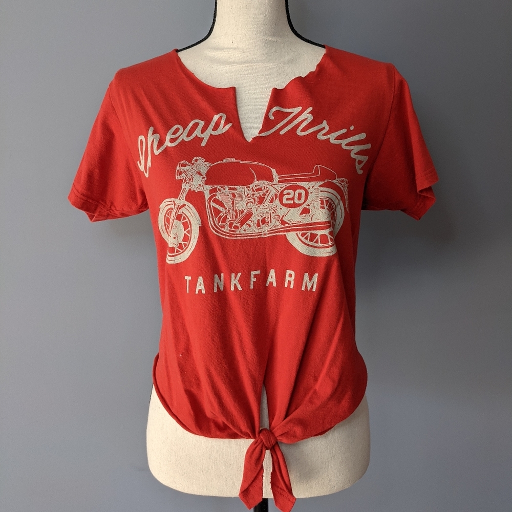 Distressed moto tee